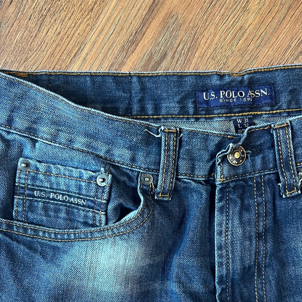 U.S. Polo Assn. Dark Blue Straight Jeans - Distressed Denim - Picture 2 of 9